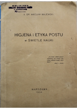 Higjena i etyka postu w świetle nauki 1934 r.