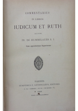Commentarius in Libros Iudicum et Ruth, 1888 r.
