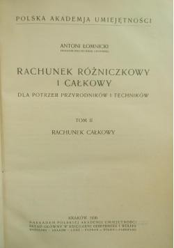 Rachunek różniczkowy i całkowy, tom II, 1936 r.