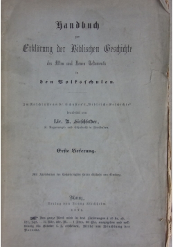 Handbuch zur Erklärung der Biblischen Geschichte,  1871 r.