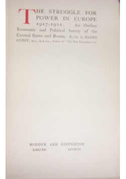 The struggle for power in Europe, 1921 r.