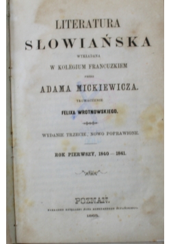 Literatura słowiańska Rok drugi 1865 r.