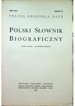 Polski Słownik Biograficzny tom XI / 4
