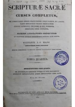 Scripturae Sacrae Cursus Completus  Tomus  Quartus  1852 r