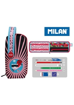 Multipiórnik owalny Milan z 4 piórnikami  Super Heroes czarno-różowy