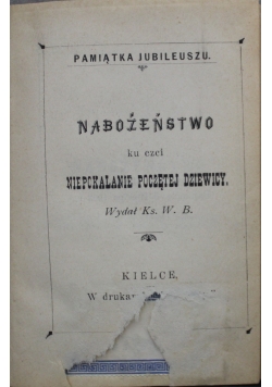 Nabożeństwo ku czci Niepokalanej Poczętej Dziewicy 1904 r.