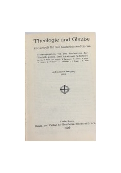 Theologie und Glaube Zeitschrift fur den katholischen Klerus, 1926 r.