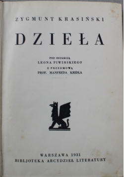 Zygmunt Krasiński Dzieła 1931 r