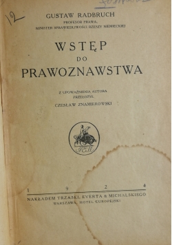 Wstęp do prawoznawstwa,1924 r.