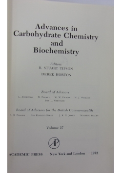 Advances carbohydrate chemistry and biochemistry, tom 27