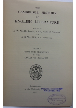 Cambridge history of english literature, 1907 r.