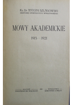 Mowy akademickie od 1915 do 1921 1921 r.