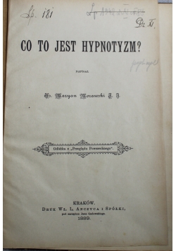 Co to jest Hypnotyzm 1889 r
