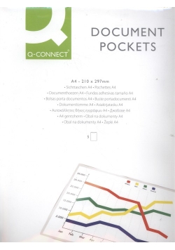 Kieszeń samoprzylepna Q-CONNECT A4, 220x305mm, 5 sztuk transparentna