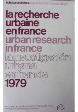 Fiches analytiques de la recherche urbaine en france 1979