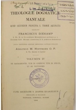 Theologie dogmatice manuale  1943r