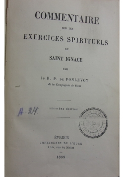 Commentaire sur les Exercices Spirituels, 1889 r.
