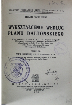 Wykształcenie według planu daltońskiego 1928 r.