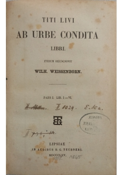Titi Livi Ab Urbe Condita Libri, 1865 r.