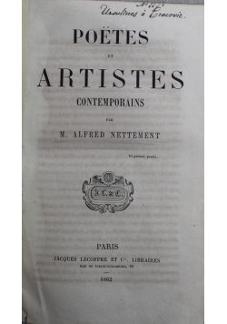 Poetes et Artistes Contemporains 1862 r.
