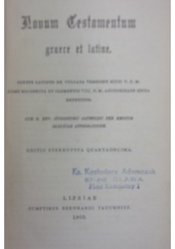 Novum Testamentum, 1903 r.