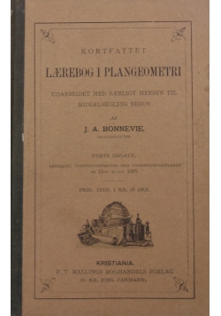 Laerebog i plangeometri, 1885 r.