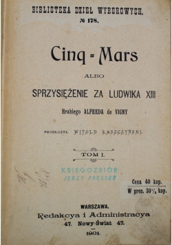 Cinq Mars tom 1 1901 r.