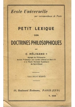 Petit lexique des doctrines philosophiques