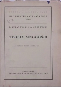 Monografie matematyczne, tom 27. Teoria mnogości