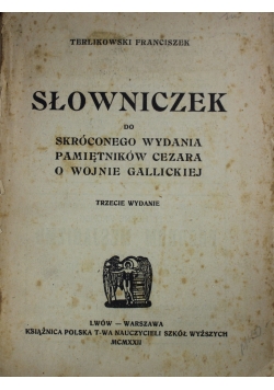 Słowniczek do skróconego wydania pamiętników 1922 r.