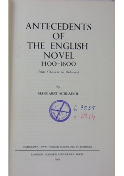 Antecedents of the English Novel 1400-1600