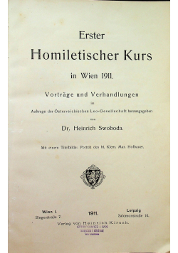 Erster Homiletischer Kurs in Wien 1911r