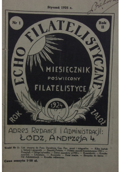Echo filatelistyczne miesięcznik poświęcony filatelistyce, 1925r.