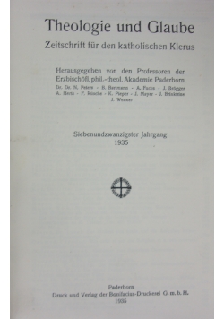 Theologie und Glaube 27, 1935r.