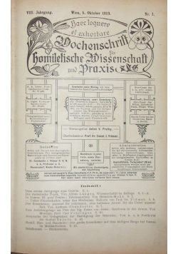 Wochenschrift fur homiletische Wissenschaft und Praxis 52 numery, 1913 r.