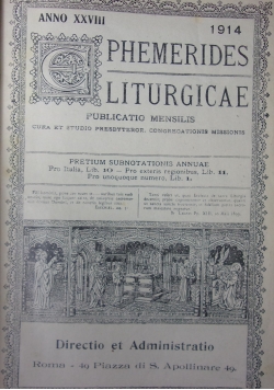 Cphemerides Liturgicae, 1914r.