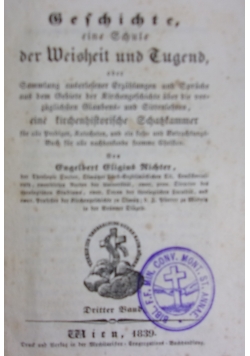 Geschichte eine schule der Weusheit und Tugend, 1839r.
