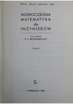 Nowoczesna matematyka dla inżynierów Część II