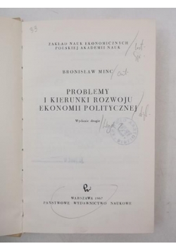 Problemy i kierunki rozwoju ekonomi politycznej