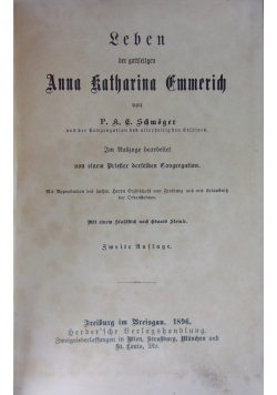 Leben der gottseligen Anna Katharina Emmerich 1896 r