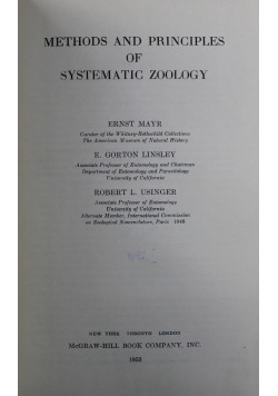 Methods and principles of systematic zoology