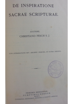 De Inspiratione Sacrae Scripturae,1906r.