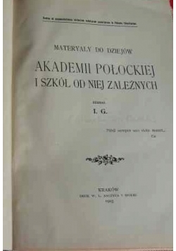 Materiały do dziejów Akademii Połockiej i Szkół od niej zależnych