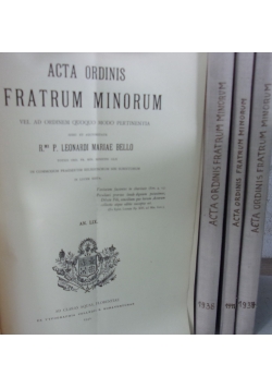 Acta ordinis fratrum minorum, zestaw 4 książek, 1940 r.