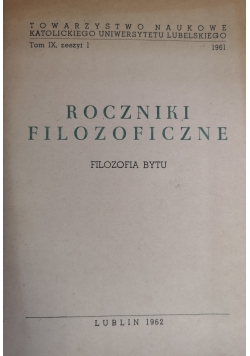 Roczniki filozoficzne tom IX,zeszyt 1