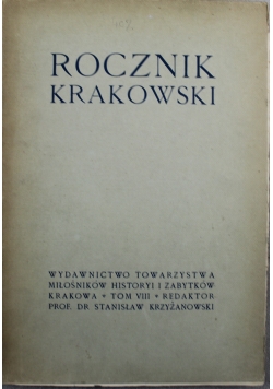 Rocznik Krakowski Tom VIII 1906 r