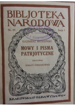 Mowy i pisma patrjotyczne, 1926r.