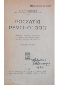 Początki psychologji, 1921 r.