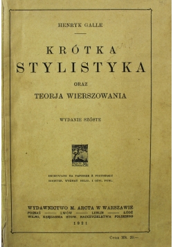 Krótka Stylistyka 1921 r.