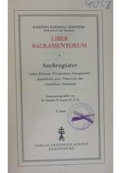 Liber Sacramentorum, Band X, 1932r.
